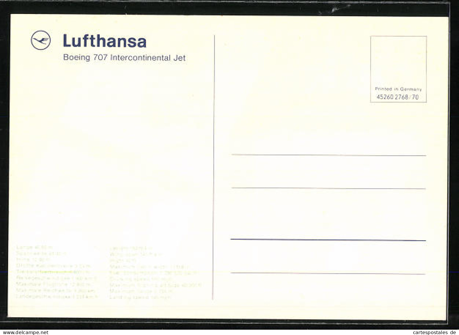 AK Flugzeug Boeing 707 Intercontinental Jet Der Lufthansa Im Flug  - 1946-....: Moderne