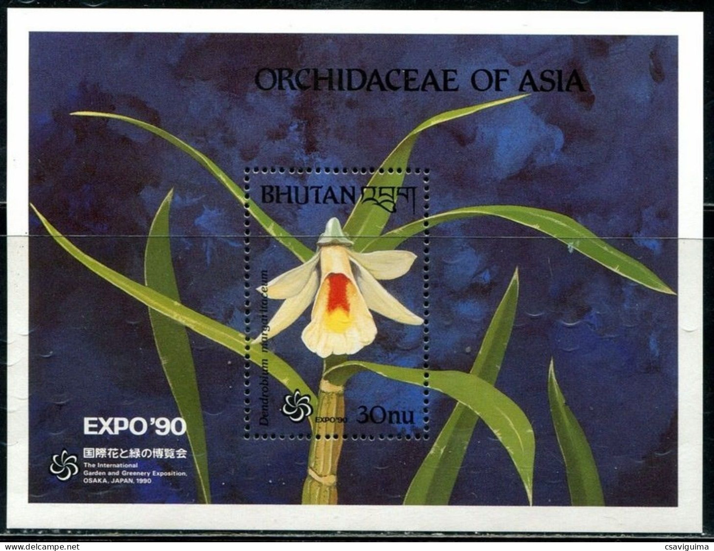 Bhutan (Bhoutan) - 1990 - Flowers: Orchids - Yv Bf 248 - Orchidées