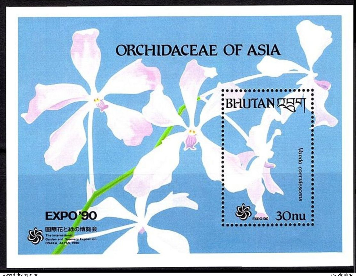 Bhutan (Bhoutan) - 1990 - Flowers: Orchids - Yv Bf 207 - Orchidées