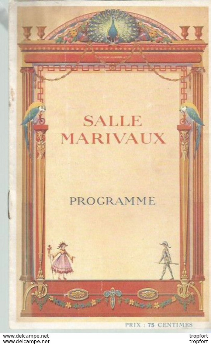 Bb // Vintage // Old French Movie Program 1919 / Programme Cinéma Salle MARIVAUX Charlot Sur La Plage CHARLIE CHAPLING - Programas