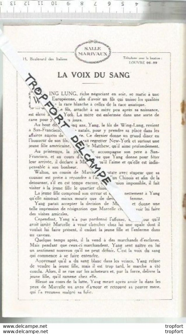 Bb // Vintage // Old French Movie Program 1919 / Programme Cinéma Salle MARIVAUX Charlot Sur La Plage CHARLIE CHAPLING - Programas
