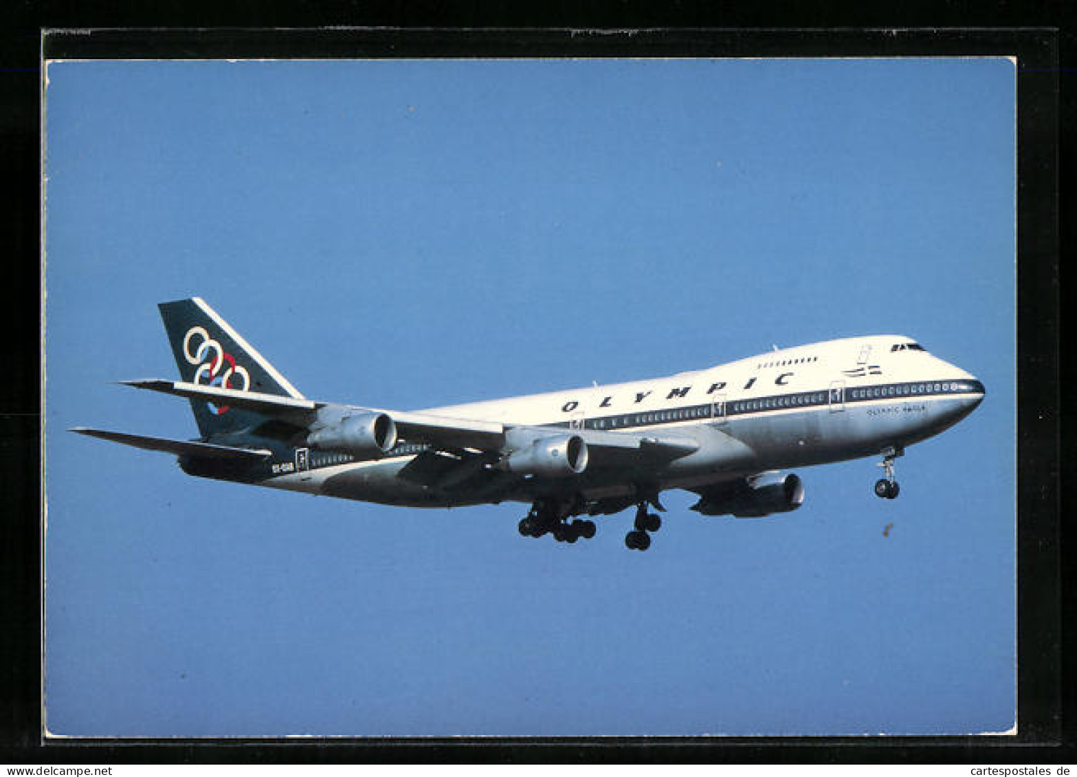 AK Flugzeug Boeing 747-284B Der Fluggesellschaft Olympic Vor Der Landung  - 1946-....: Ere Moderne