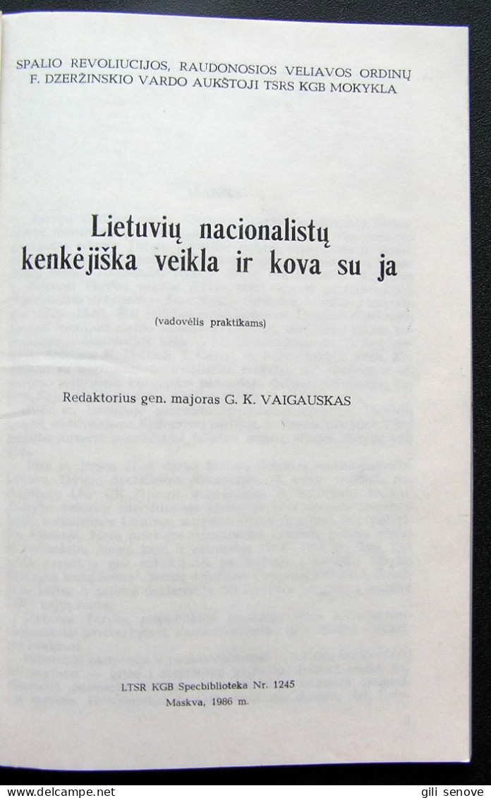 Lithuanian Book / Lietuvių Nacionalistų Kenkėjiška Veikla Ir Kova Su Ja 1986 - Culture