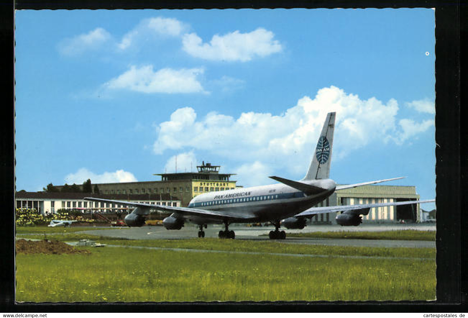 AK Stuttgart-Echterdingen, Flughafen Mit Flugzeug Pan American  - Sonstige & Ohne Zuordnung