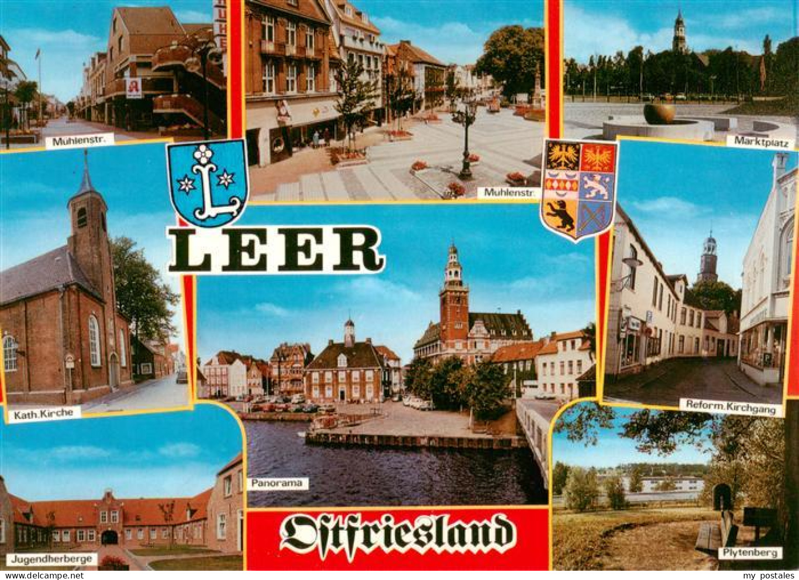 73930617 Leer_Ostfriesland Muehlenstrasse Kath Kirche Jugendherberge Marktplatz  - Leer