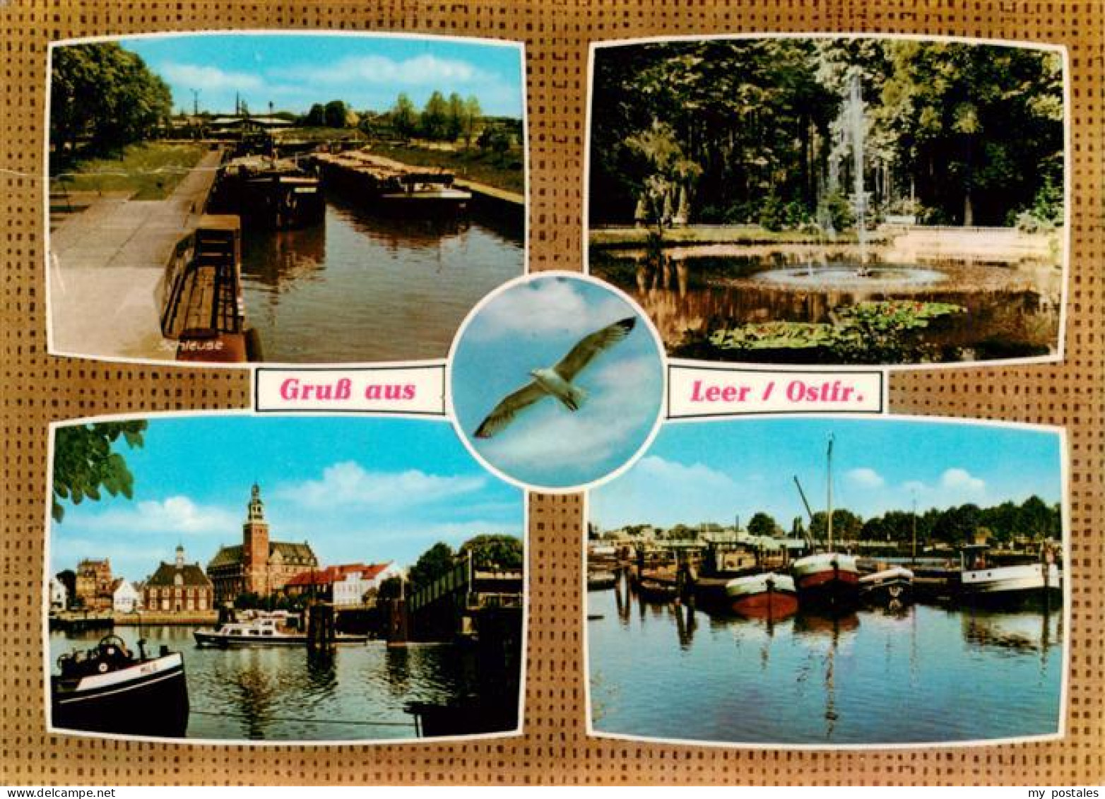 73930614 Leer_Ostfriesland Kanal Park Panorama Hafenpartie - Leer