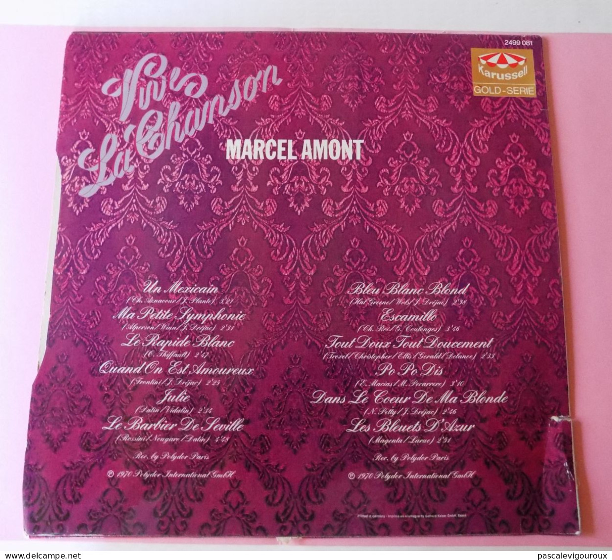 Disque Vinyle 33T Marcel Amont ‎– Vive La Chanson - Sonstige - Franz. Chansons