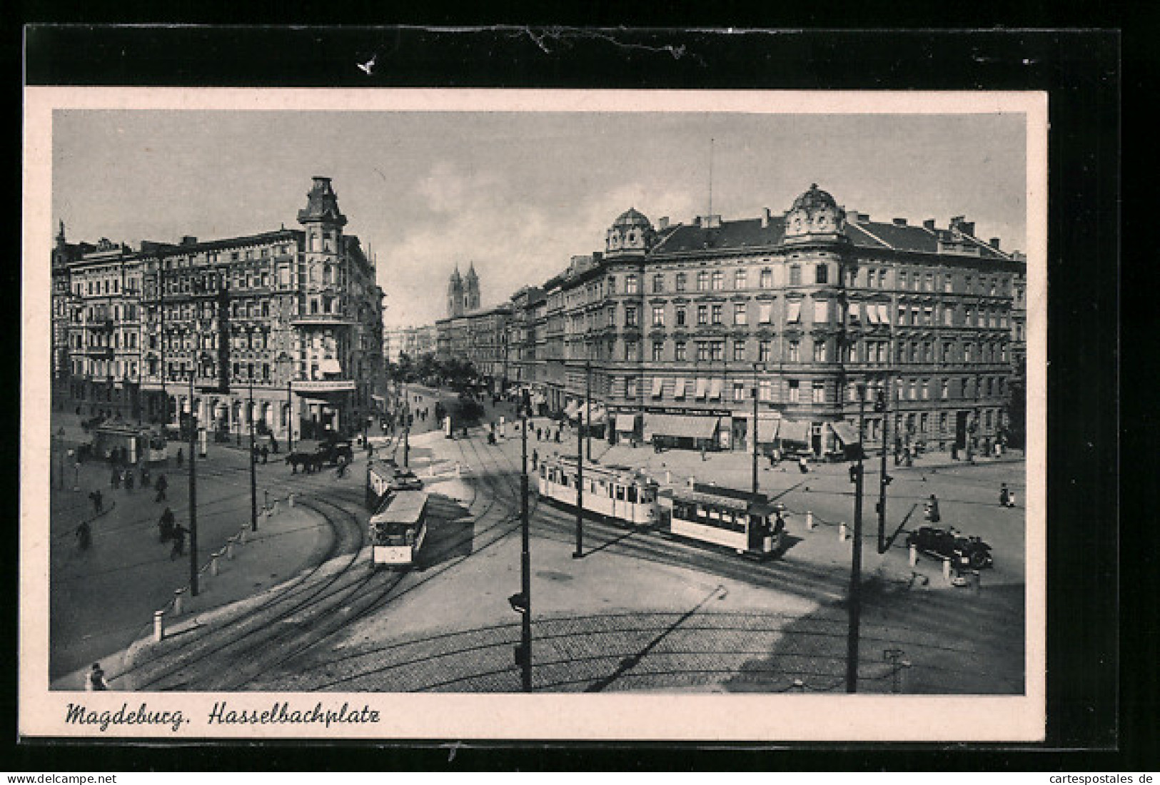 AK Magdeburg, Strassenbahn Am Hasselbachplatz  - Strassenbahnen