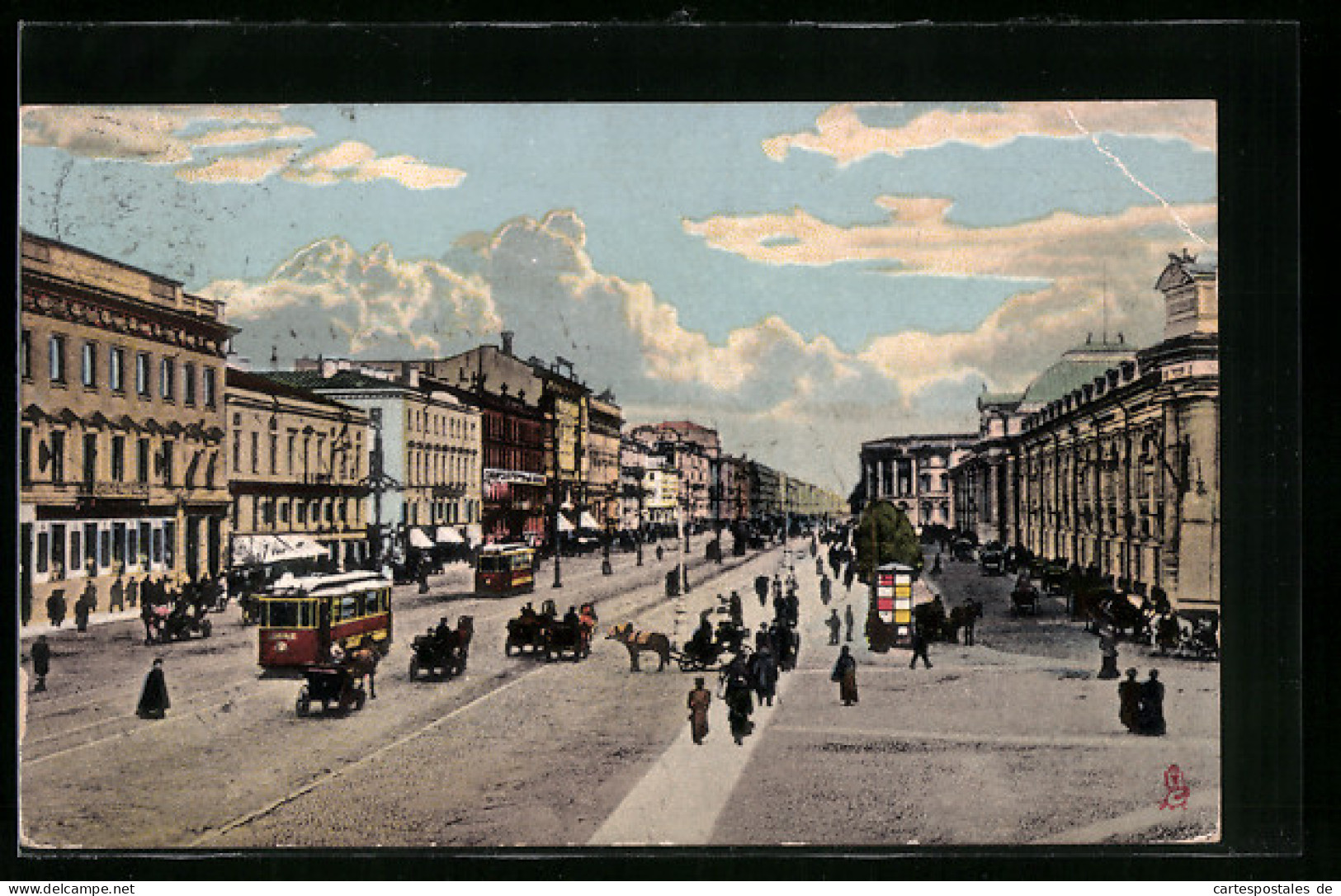 AK St. Petersbourg, Perspective De Newsky, Strassenbahn  - Strassenbahnen