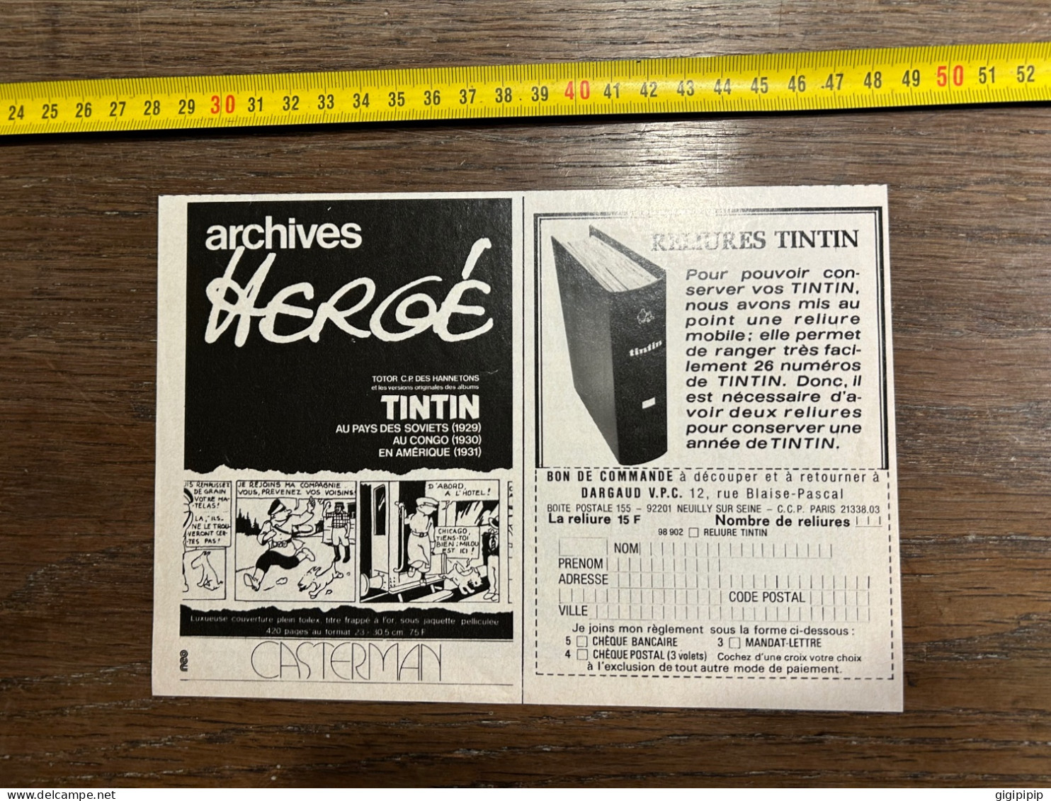 Publicité Tintin Hergé Archives Casterman Reliures - Colecciones