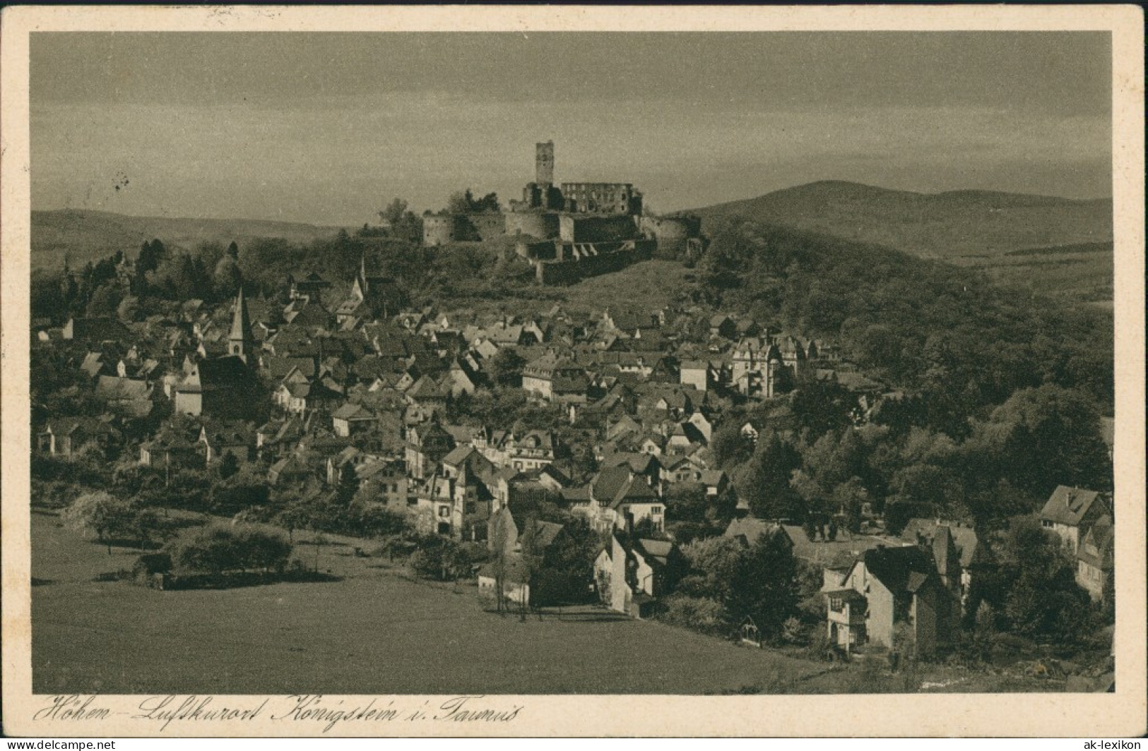 Königstein (Taunus) Panorama-Ansicht, Gesamtansicht, Vogelschau-Perspektive 1929 - Koenigstein