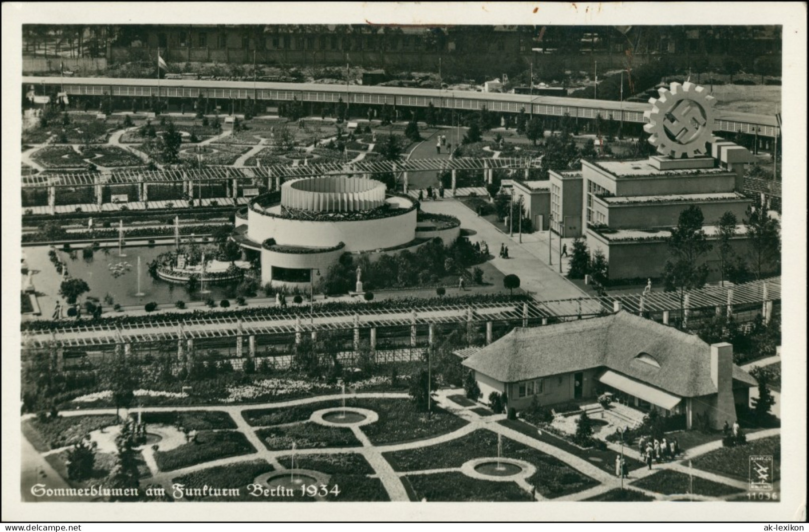 Ansichtskarte Charlottenburg-Berlin Sommerblumen Luftbild Funkturm 1934 - Charlottenburg