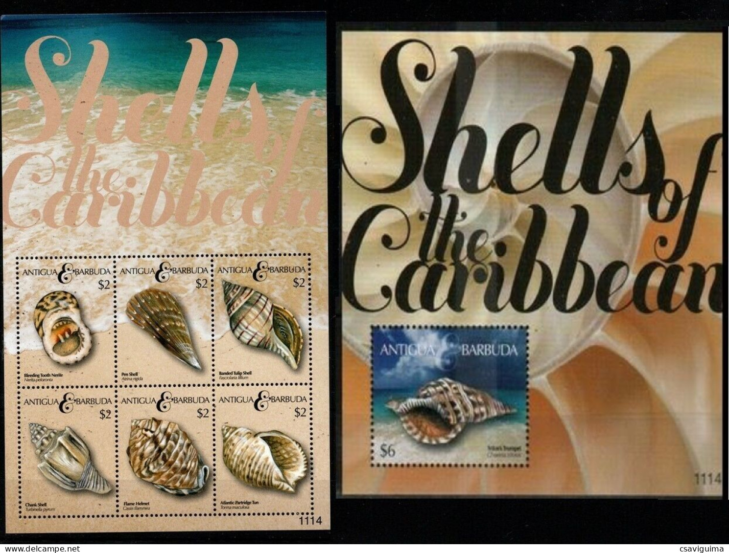Antigua & Barbuda - 2011 - Shells Of The Caribbean - Yv 4175/80 + Bf 470 - Coquillages