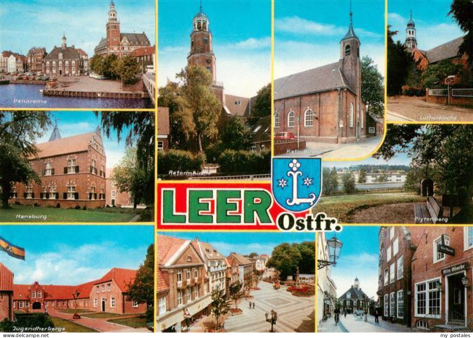 73930309 Leer_Ostfriesland Panorama Haneburg Reform Kirche Kath Kirche Lutherkir - Leer