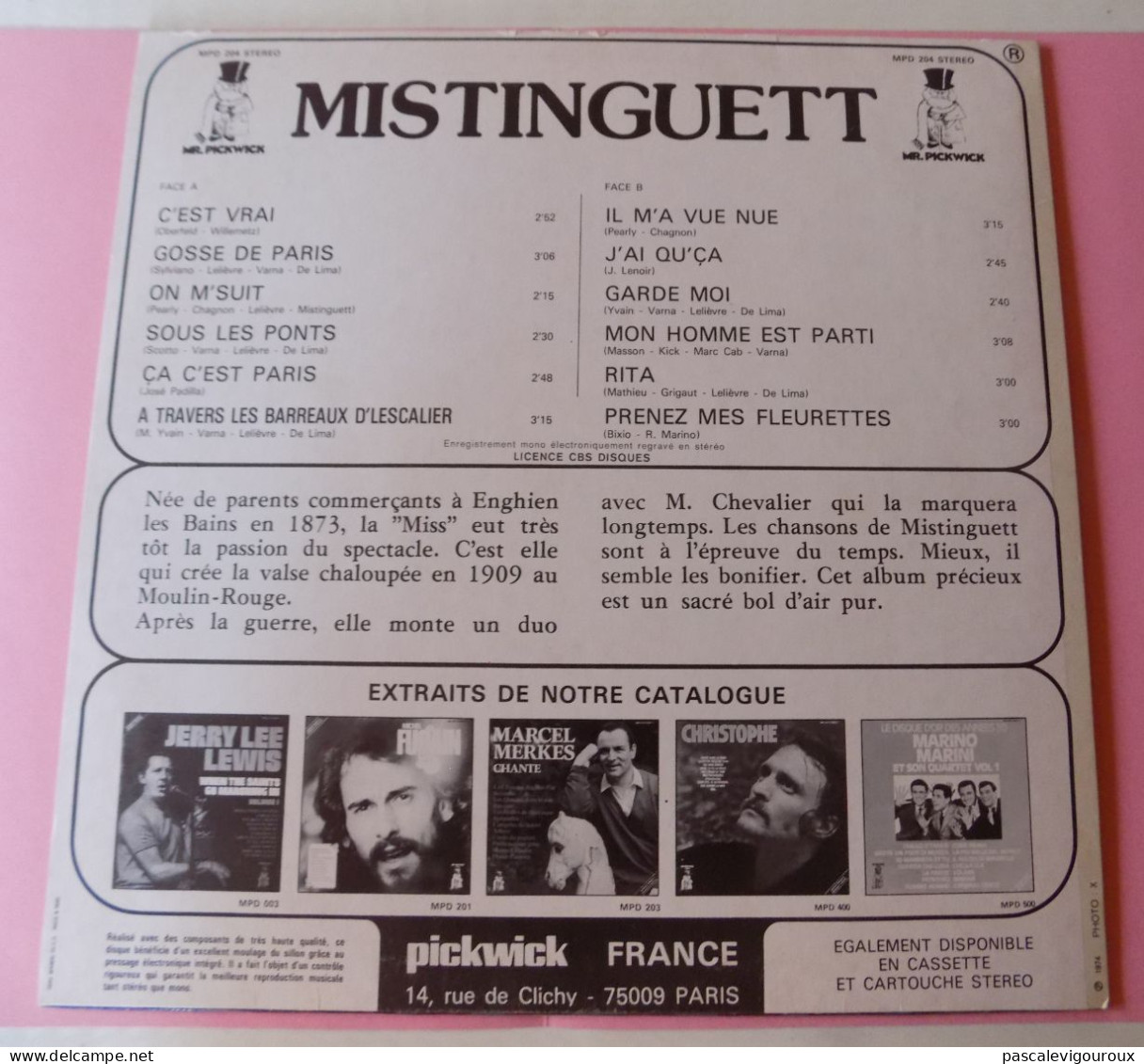 Disque Vinyle 33T Mistinguett ‎– Mistinguett - Altri - Francese