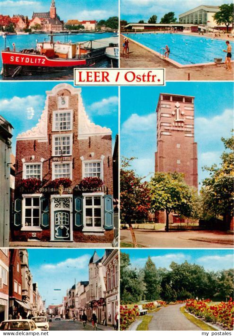 73930293 Leer_Ostfriesland Hafenpartie Schwimmbad Samson Haus Wasserturm Strasse - Leer