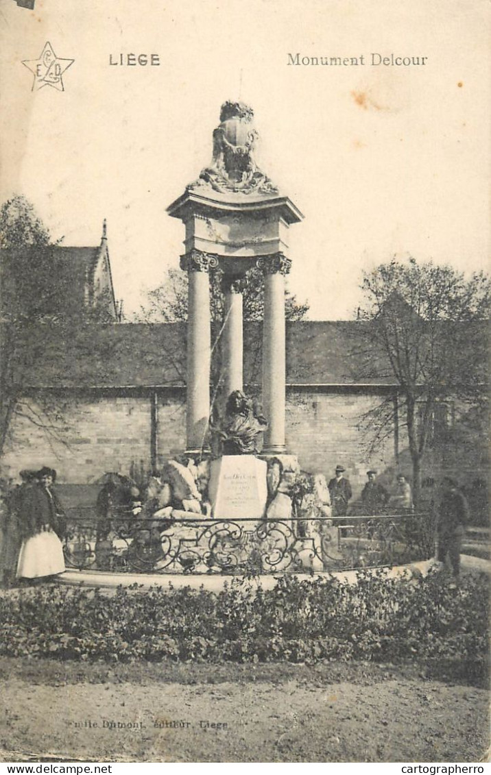 Belgium Cpa Liege Monument Delcour - Lüttich