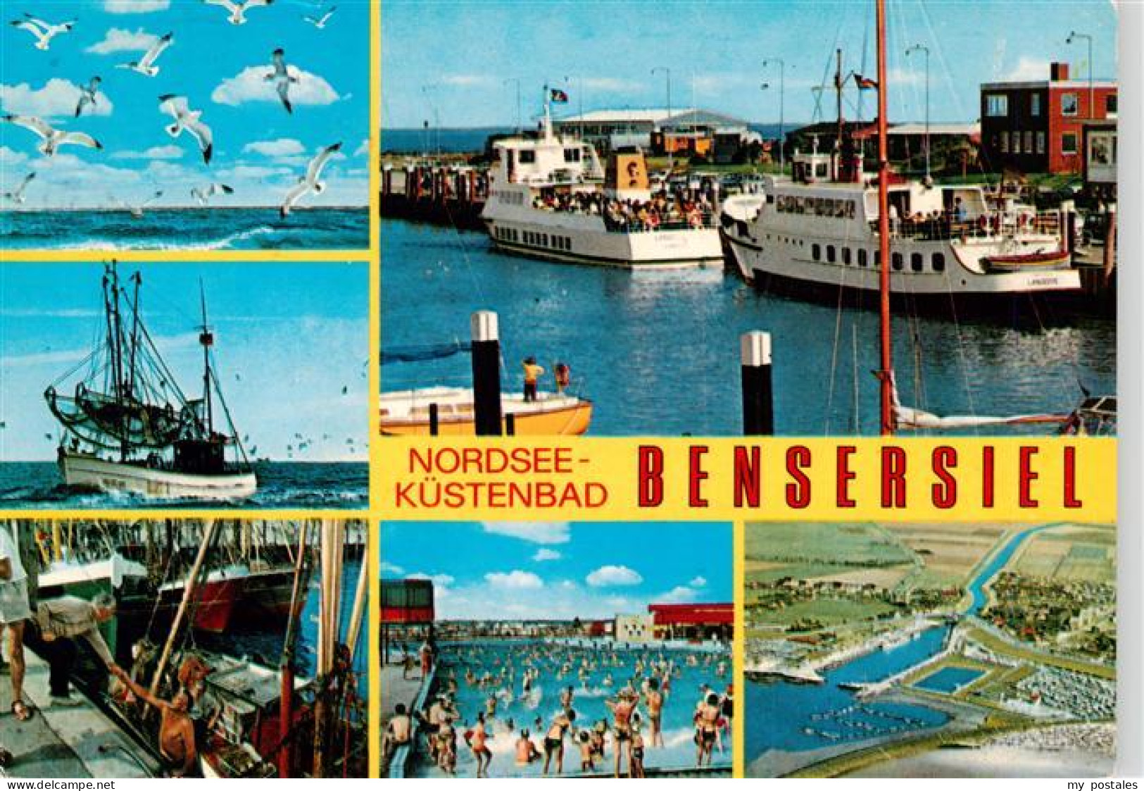 73930272 Bensersiel_Esens Fischkutter Hafenpartie Wellenbad Fliegeraufnahme - Esens