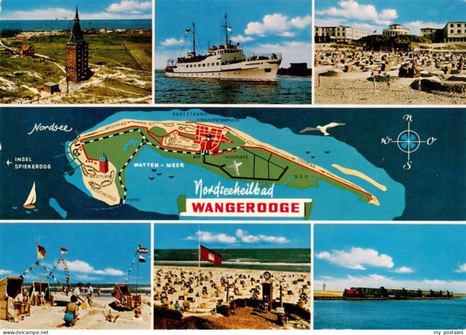 73930163 Wangerooge_Wangeroog_Nordseebad Westturm Strandpartien Faehrschiff Inse - Wangerooge