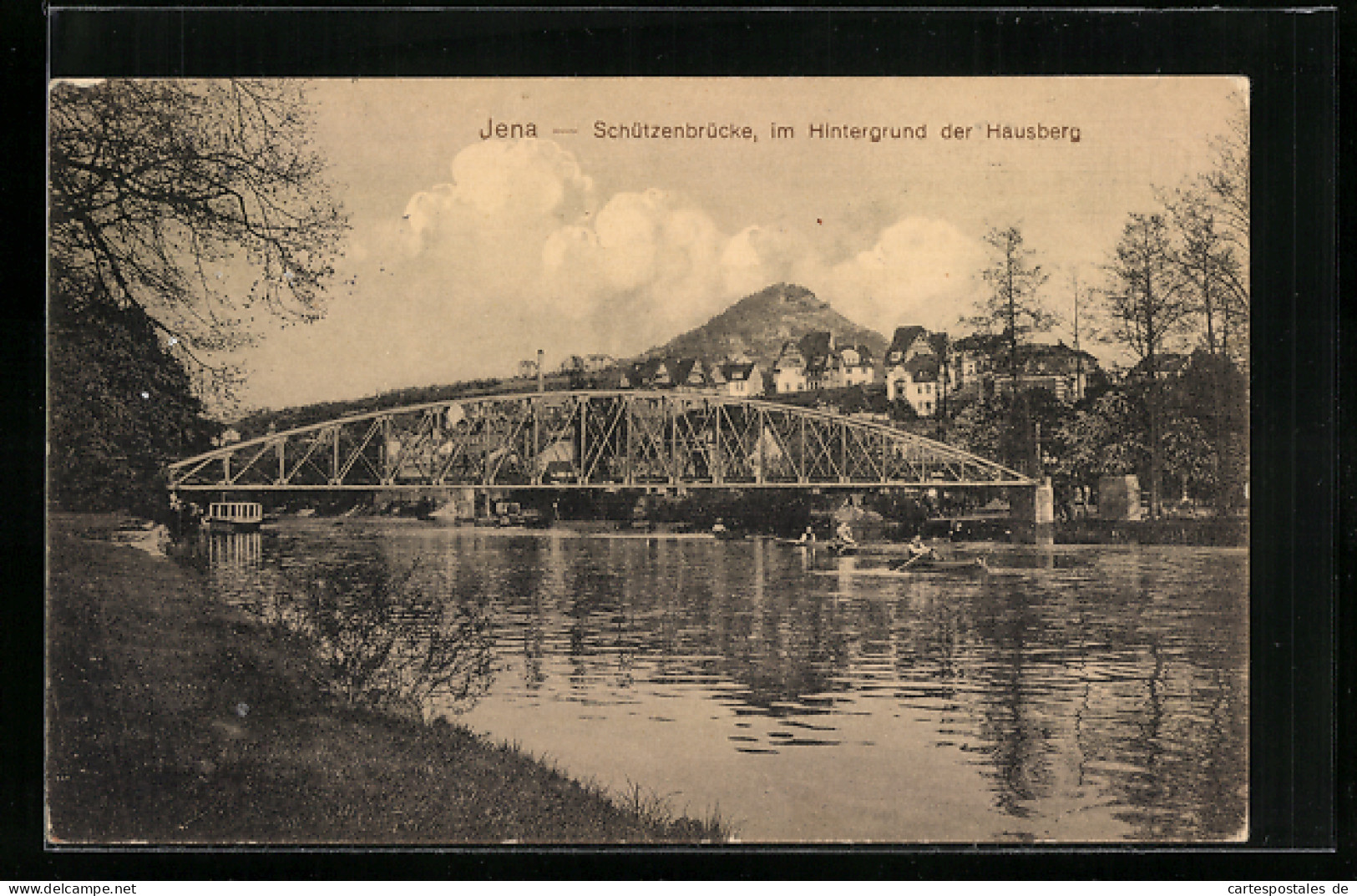 AK Jena, Schützenbrücke, Im Hintergrund Der Hausberg  - Jena