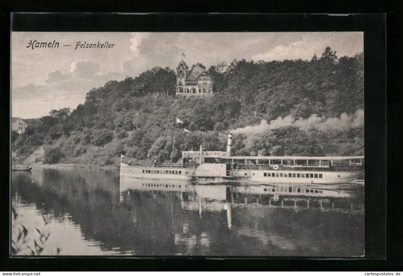 AK Hameln, Schiffe Vor Gasthaus Felsenkeller, Dampfer  - Hameln (Pyrmont)