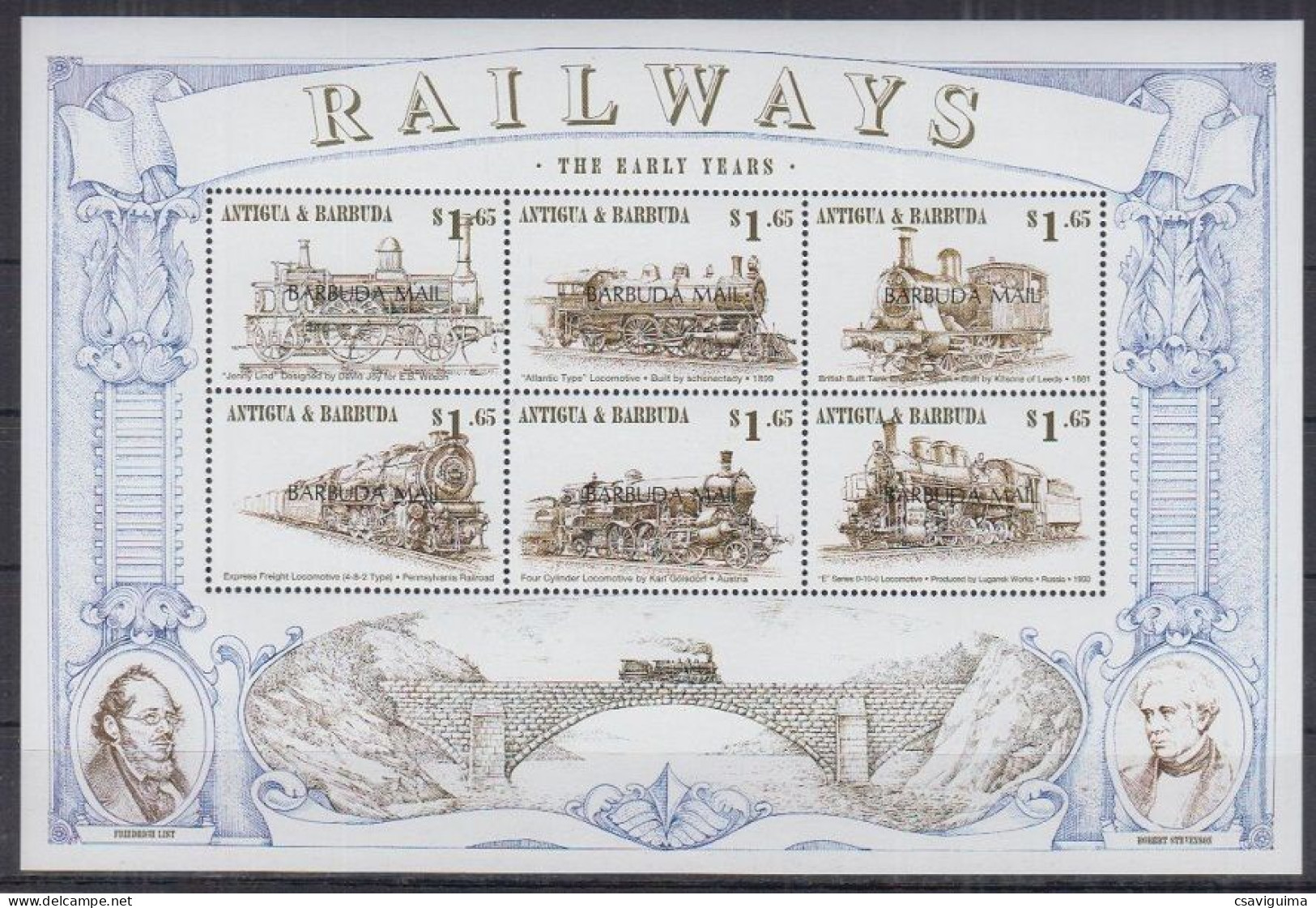 Antigua & Barbuda - 1997 - Railways - The Early Years - Yv 2254/59 - Trains