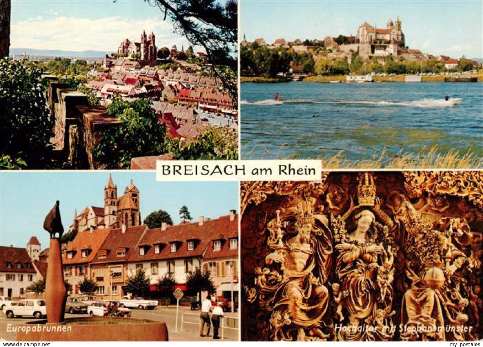 73929990 Breisach_Rhein Panorama Stephansmuenster Hochaltar Europabrunnen  - Breisach