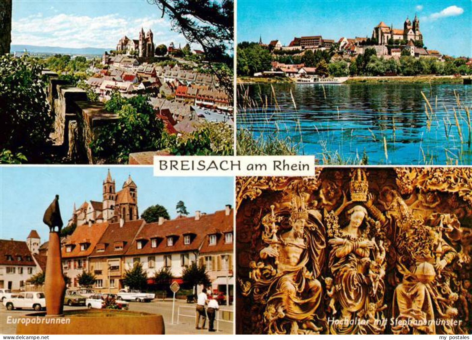 73929988 Breisach_Rhein Panorama Stephansmuenster Hochaltar Europabrunnen  - Breisach