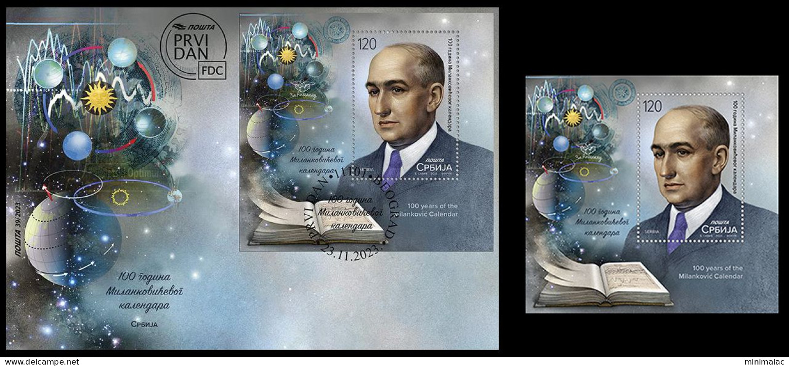 Serbia 2023, 100 Years Of The Milankovic Calendar, FDC + Block, MNH - Physique