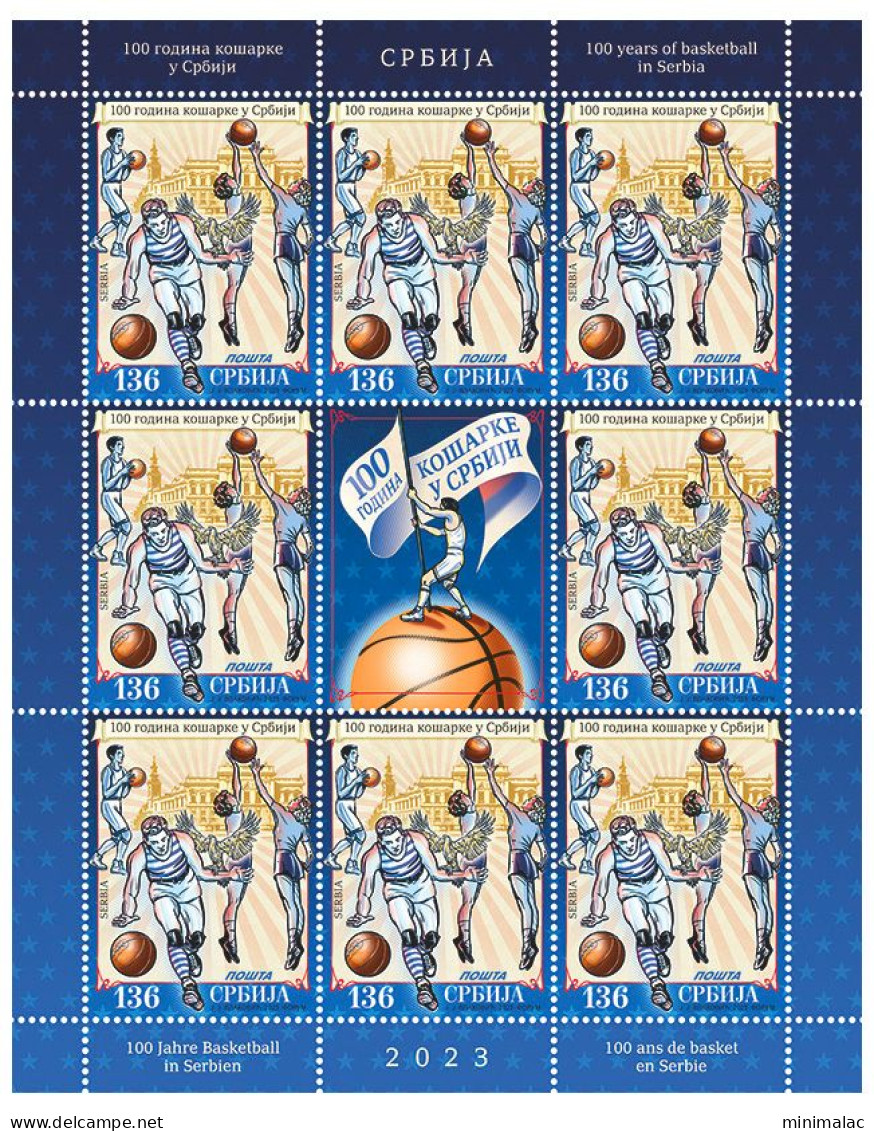 Serbia 2023. 100 Years Of Basketball In Serbia, Mini Sheet, MNH - Serbien
