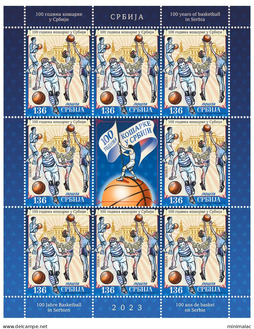 Serbia 2023. 100 Years Of Basketball In Serbia, Mini Sheet, MNH - Servië