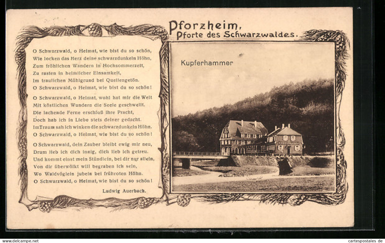 AK Pforzheim, Am Kupferhammer, Mit Gedicht  - Pforzheim