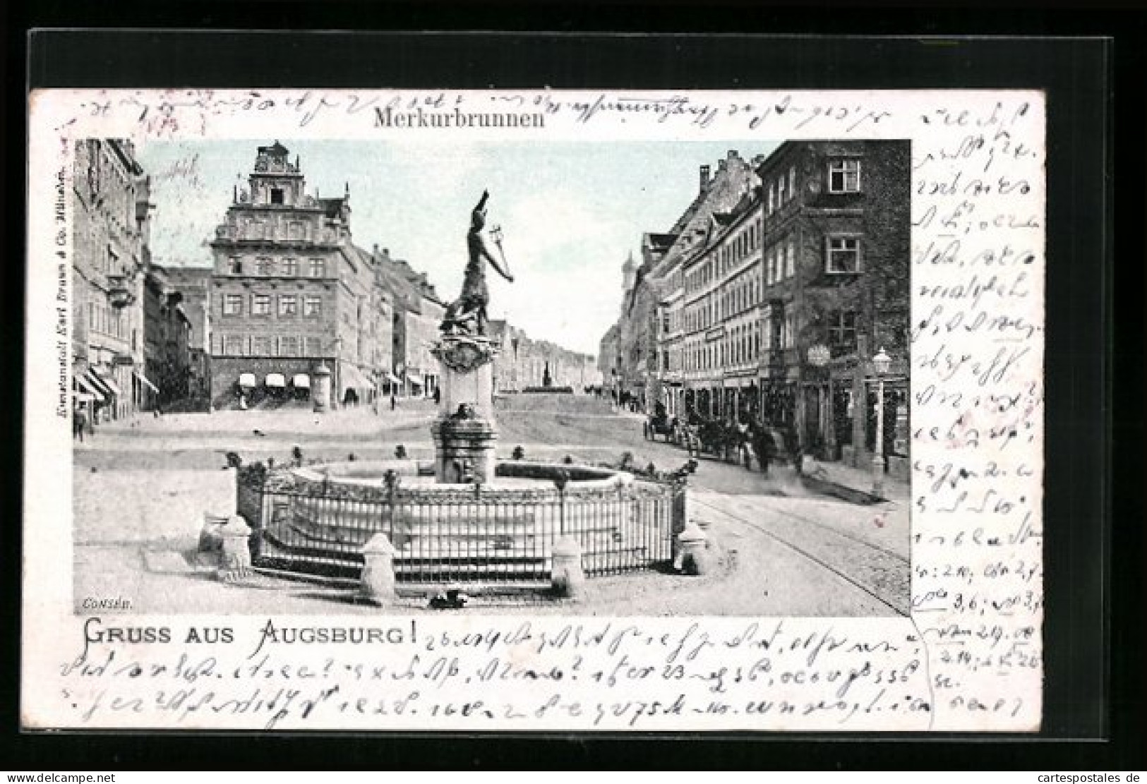 AK Augsburg, Strassenpartie Am Merkurbrunnen  - Augsburg