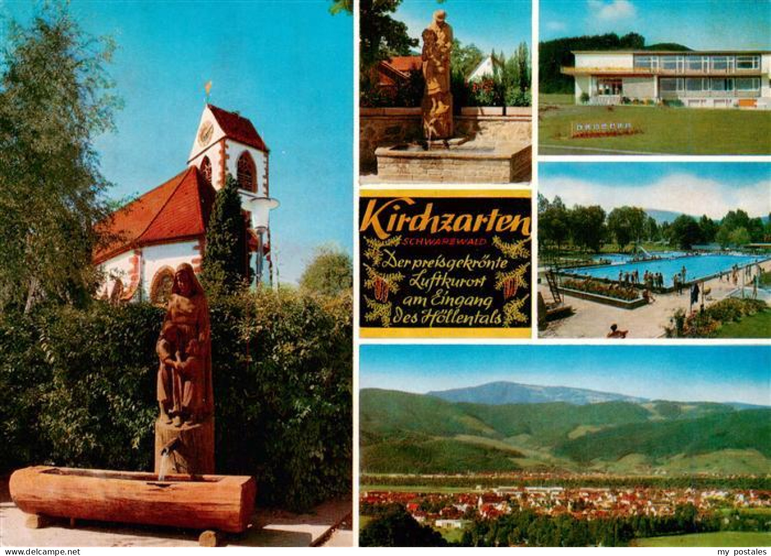 73929589 Kirchzarten Kirche Brunnen Kurhaus Freibad Panorama - Kirchzarten