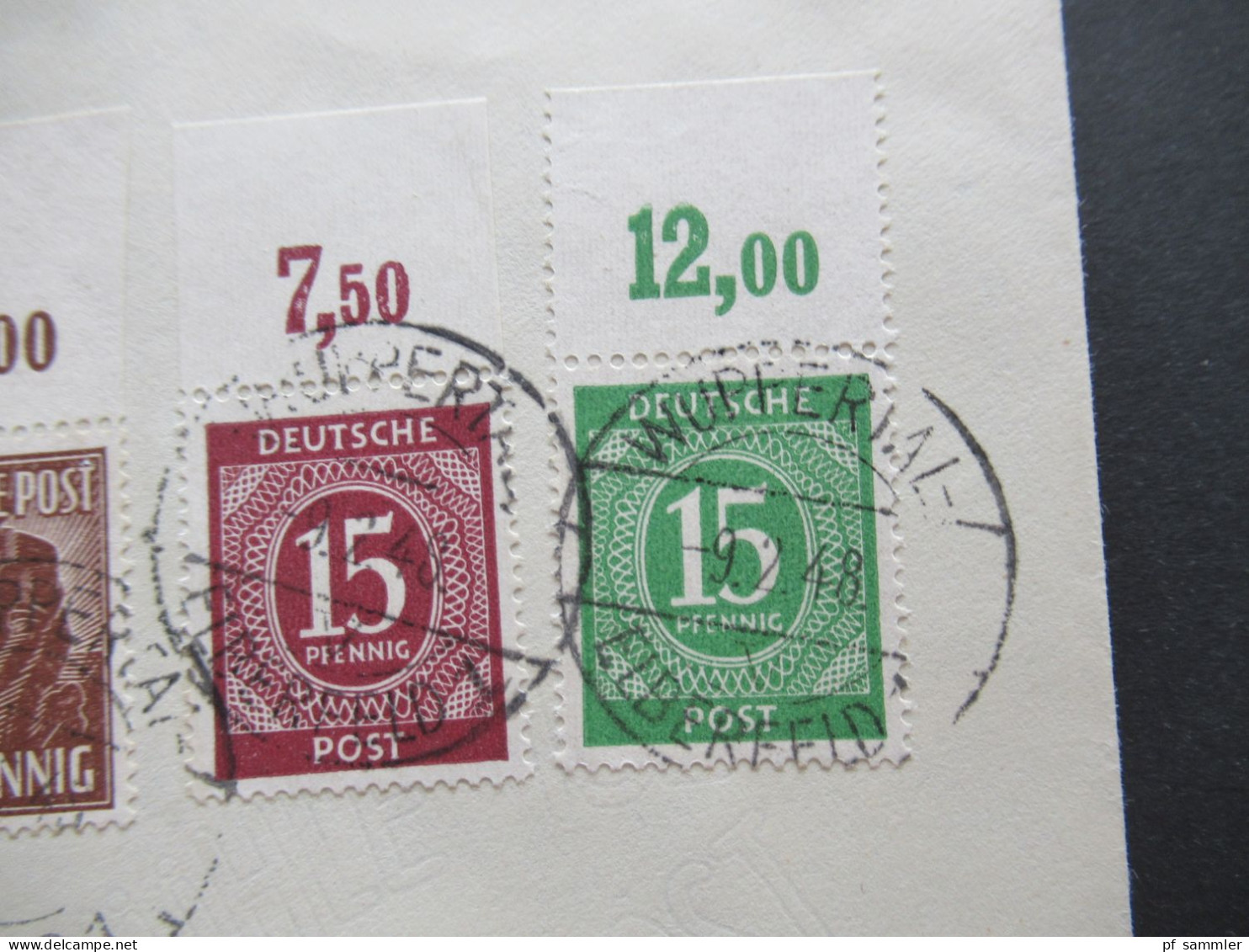 1948 Kontrollrat Ziffer / Arbeiter MiF 3x Platte Oberrand!! Nr.921 Ndgz, Nr.922 Dgz Und Nr.948 Ndgz Fernbrief Wuppertal - Covers & Documents