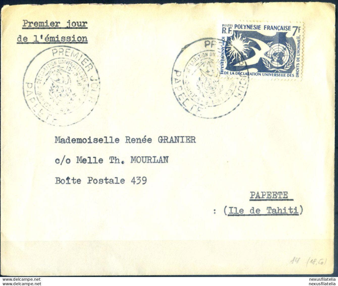 Diritti Umani 1958. FDC. - Andere & Zonder Classificatie