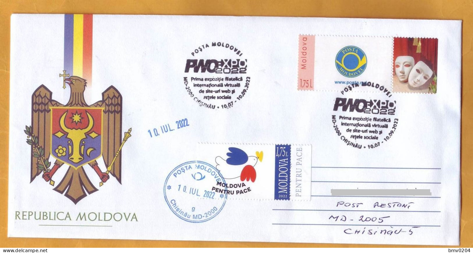 2022  Moldova Special Postmark ”PWO-EXPO 2022 - The First Open Virtual Philatelic Websites And Social Media Exhibition” - Expositions Philatéliques