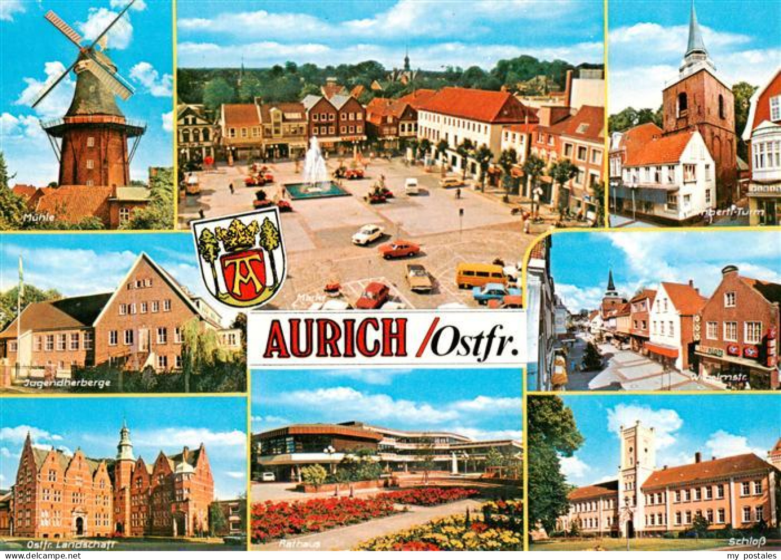 73930697 Aurich_Ostfriesland Muehle Jugendherberge Ostfr Landschaft Markt Rathau - Aurich