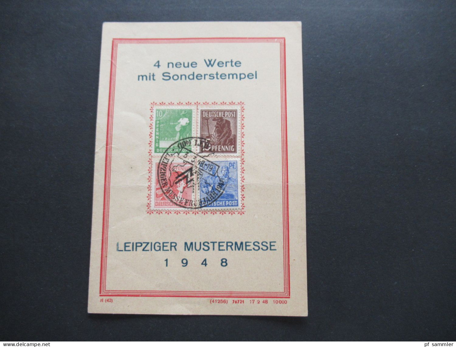 Kontrollrat Arbeiter MiF Sonderblatt 4 Neue Werte Mit Sonderstempel Leipziger Mustermesse 1948 - Storia Postale