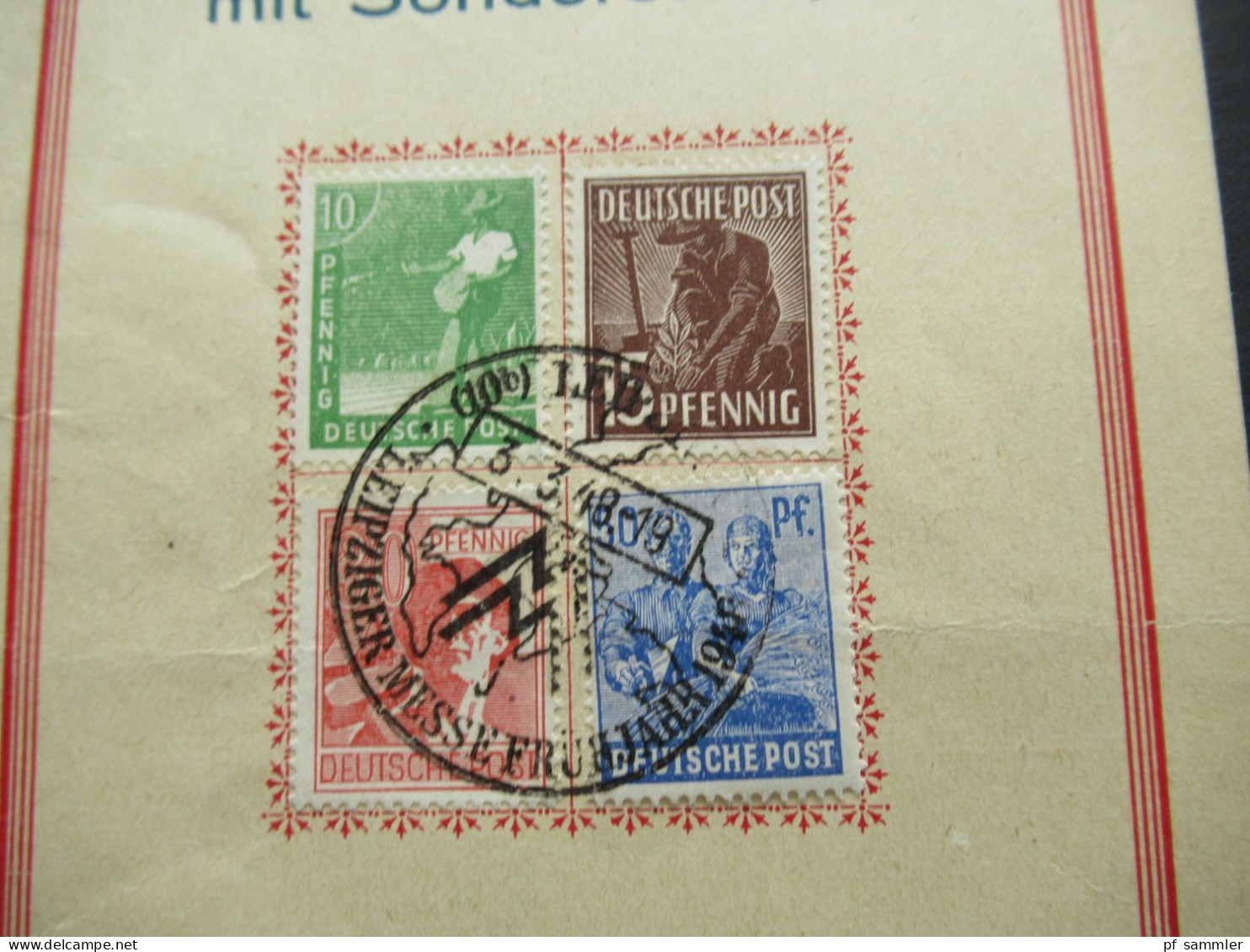 Kontrollrat Arbeiter MiF Sonderblatt 4 Neue Werte Mit Sonderstempel Leipziger Mustermesse 1948 - Cartas & Documentos
