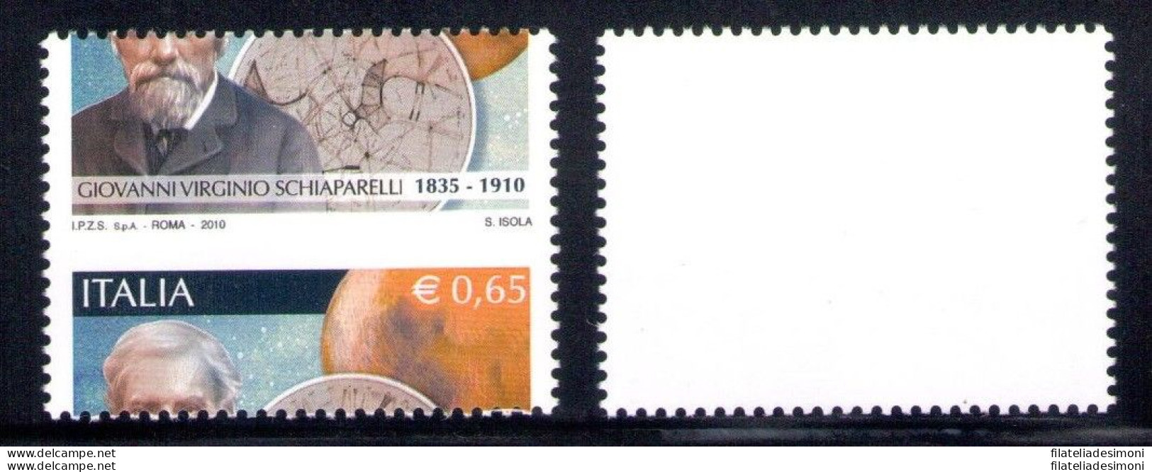 2010 Repubblica Italiana, Schiapparelli Cieco 0.65 C N° 3236 Ba Db MNH** - Variétés Et Curiosités