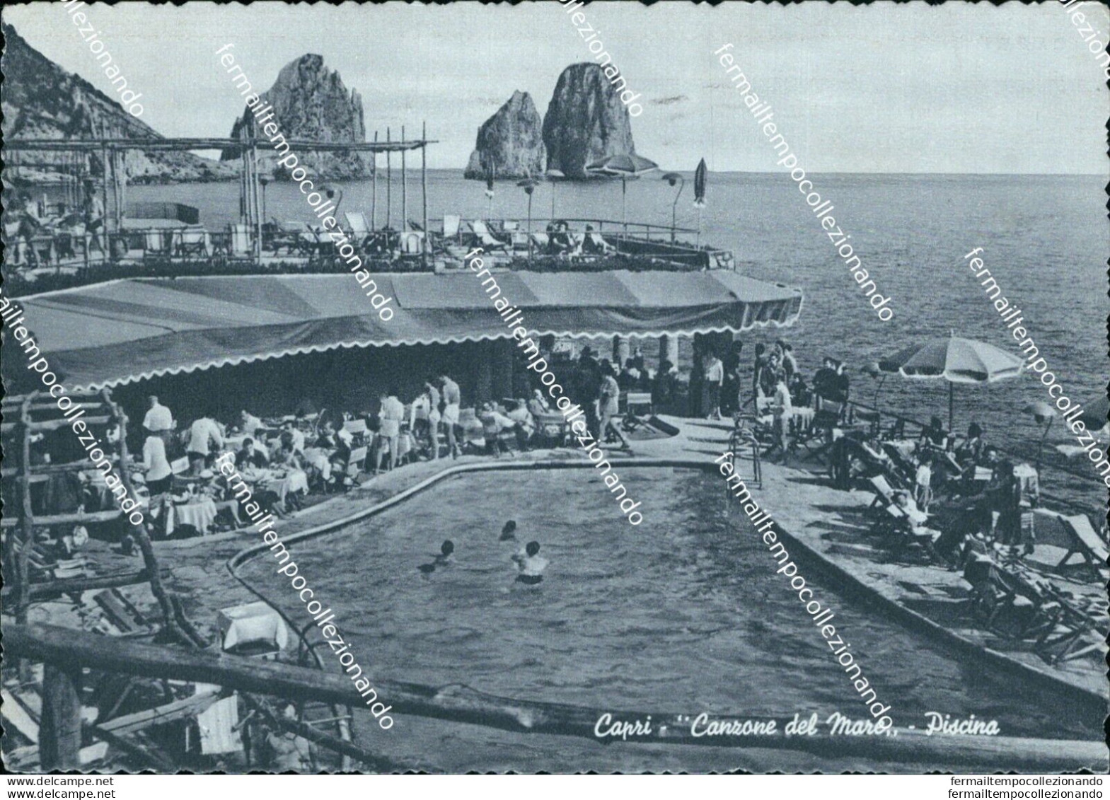 Br267 Cartolina Capri Canzone Del Mare Piscina Provincia Di Napoli Campania - Napoli (Neapel)