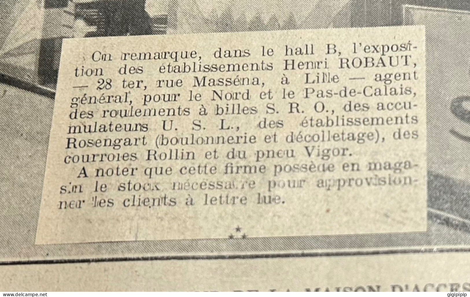 1930 GHI15 STAND DE LA MAISON ROBAUT, 28 Ter, RUE MASSENA, A LILLE - Colecciones