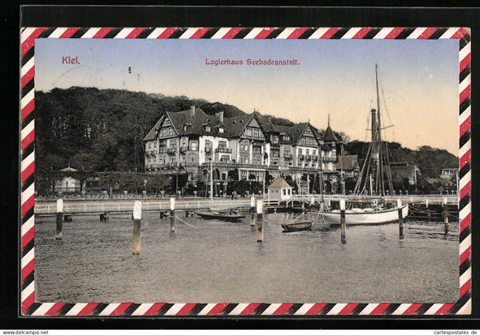 AK Kiel, Logierhaus Seebadeanstalt Mit Segelschiff  - Kiel