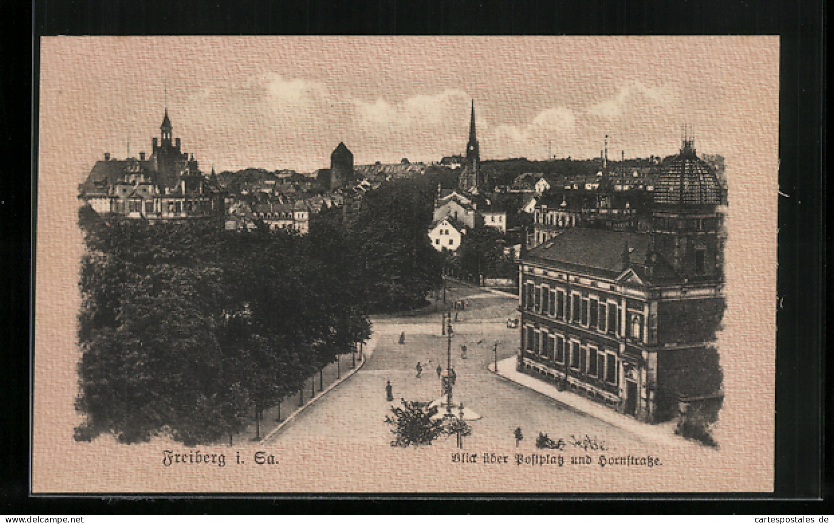 AK Freiberg I. Sa., Teilansicht Mit Postplatz Und Hornstrasse  - Freiberg (Sachsen)