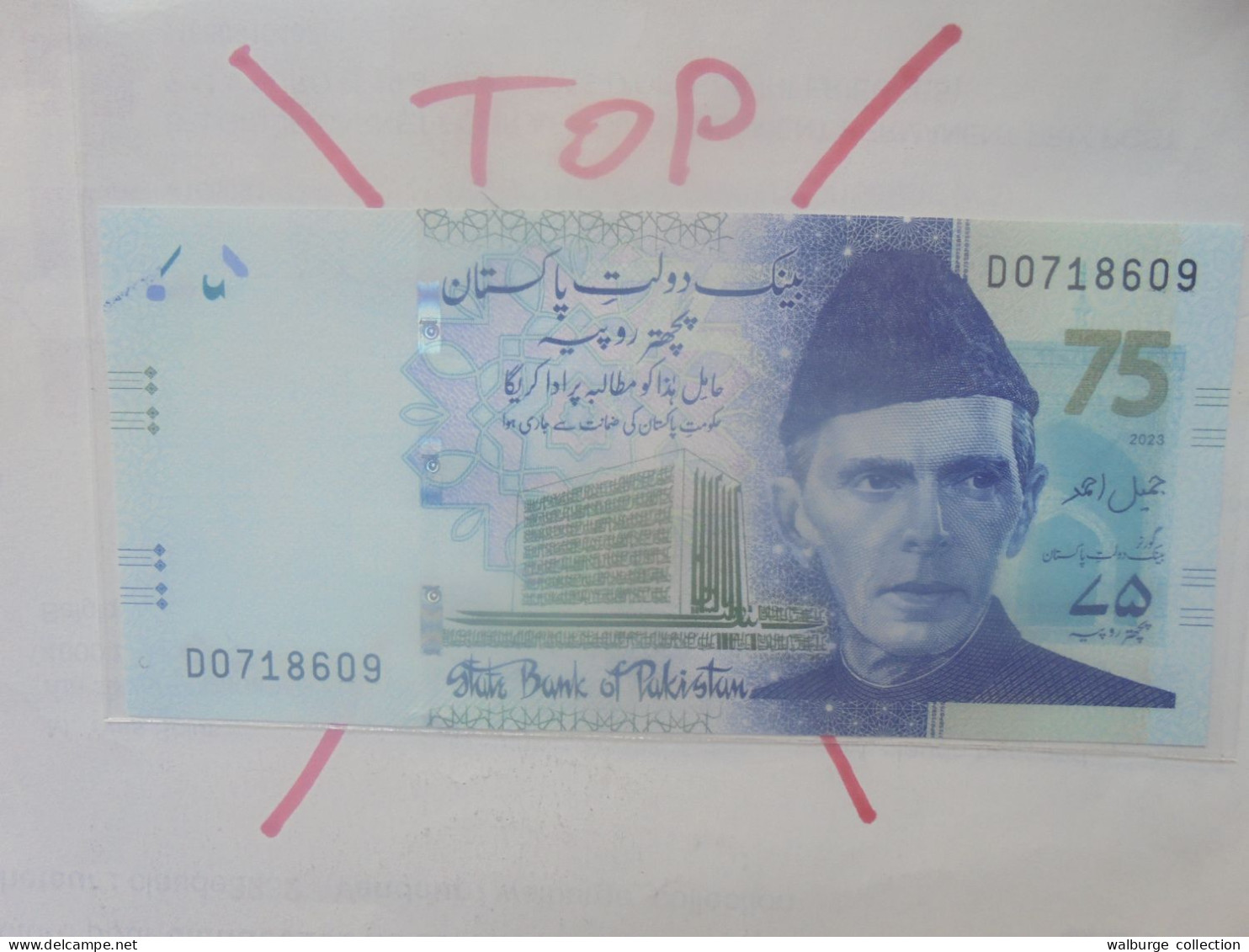 PAKISTAN 75 RUPEES "ANNIVERSAIRE INDEPENDANCE" 2022 Neuf/Unc (B.33) - Pakistán