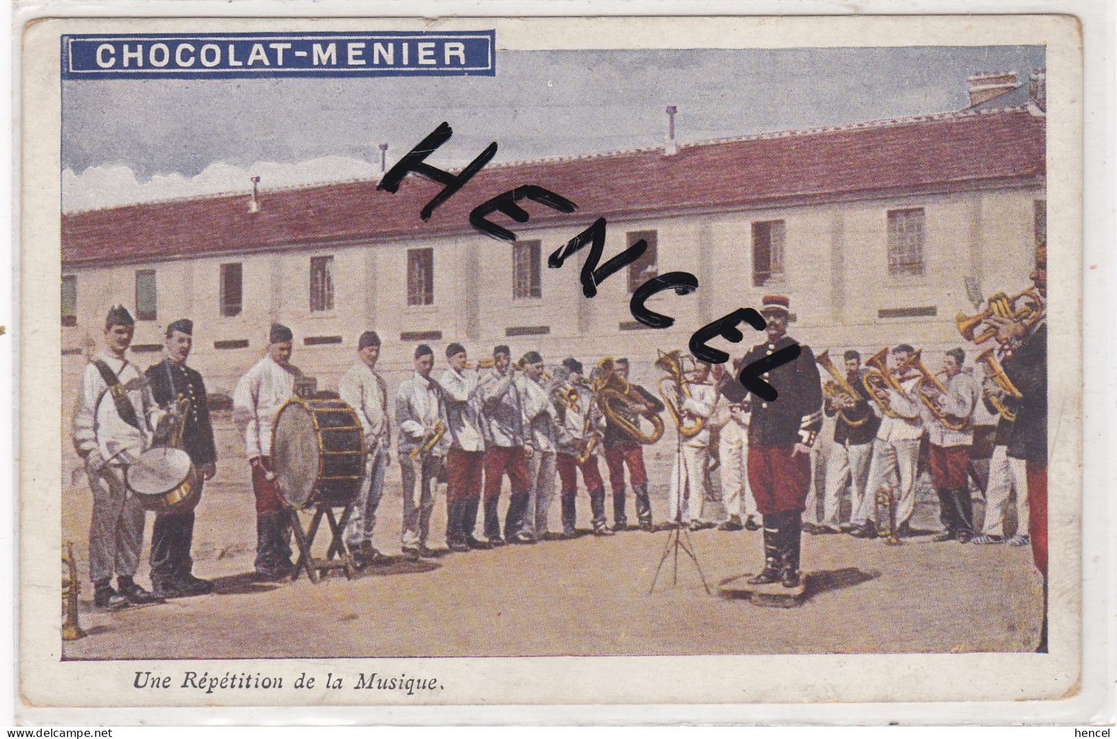 Militaria. Une Répétition De La Musique. Publicité "Chocolat-Menier" - Regiments