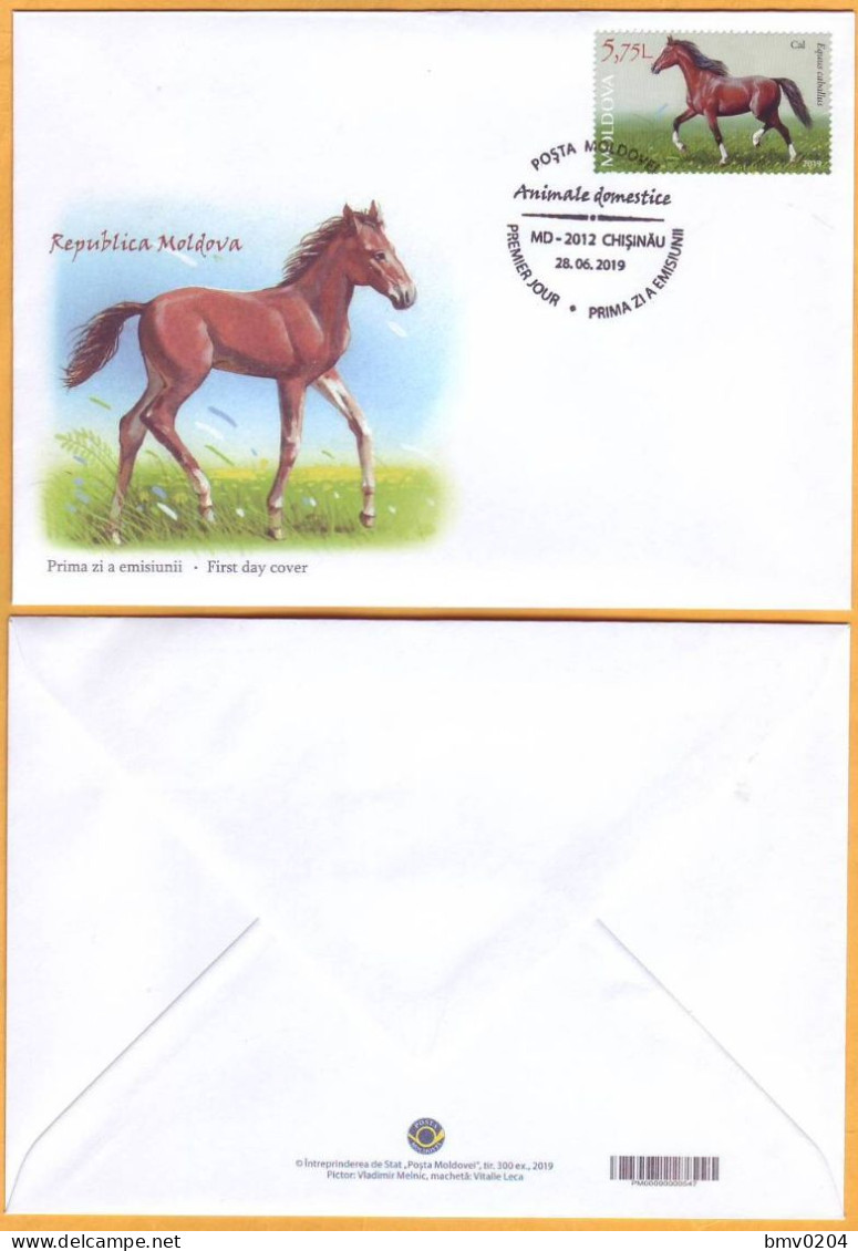 2019 Moldova Moldavie Fauna FDC Domestic Animals. Horse. Equus Caballus. - Hoftiere