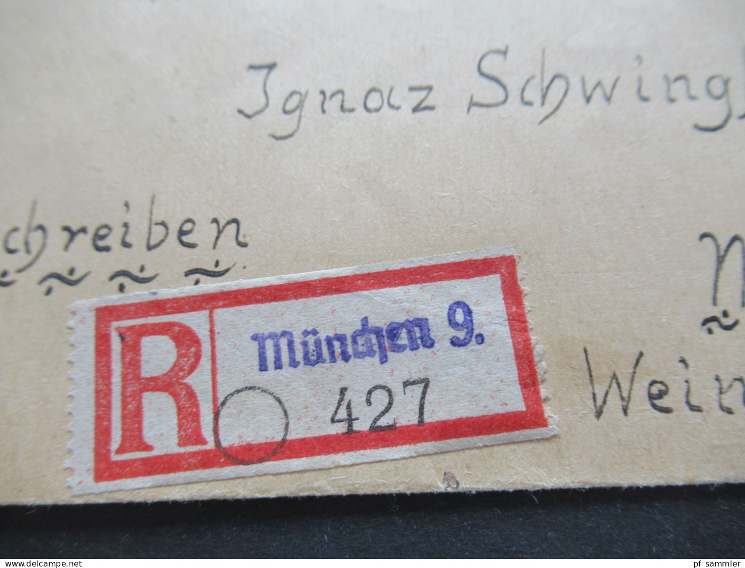 4.1946 Bizone Am Post Nr.9 MiF Mit Ziffer Einschreiben Ortsbrief Not R-Zettel Gestempelt München 9 Judaika / Ignaz - Storia Postale