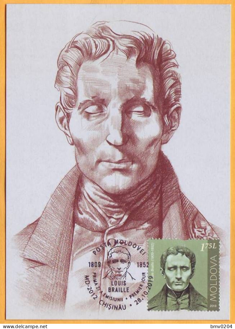 2019 Moldova Moldavie MAXICARD  Louis Braille  France - Moldavië